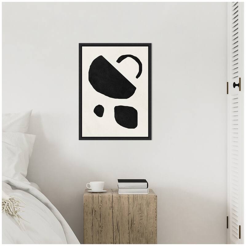 Kate and Laurel Sylvie Black Geometric Abstract 2 Framed Canvas by July Art Prints