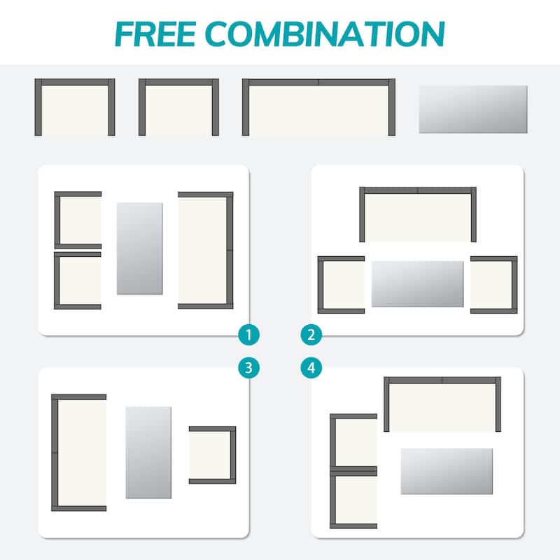 4-Piece Wicker Outdoor Sofa Set, 1 Loveseats, 2 Single Sofas, 1 Table