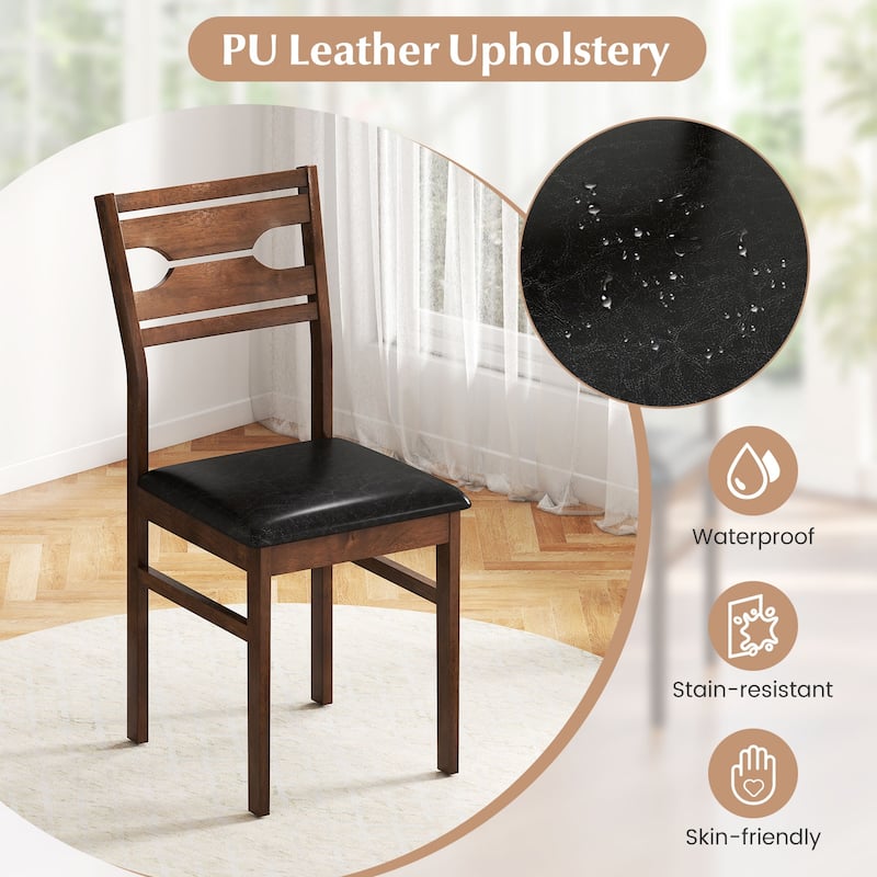 Gymax Dining Chair Set of 4 w/ Rubber Wood Frame Padded Seat Curved