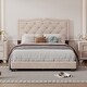 preview thumbnail 37 of 40, Upholstered Queen Bed Frame with Rivet Accents, Velvet Tufted Headboard