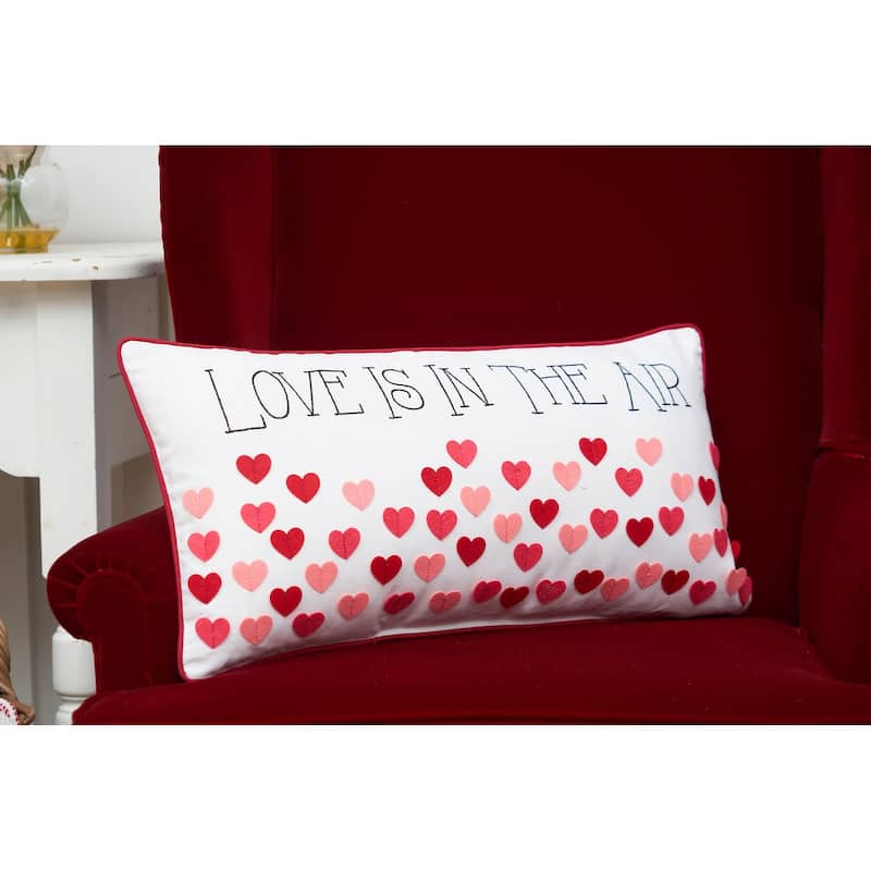 12" x 24" Love Is In The Air Embroidered Valentine's Day Throw Pillow