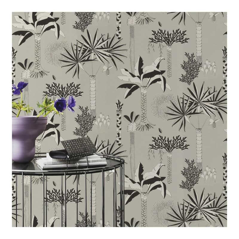 Rasch Sanjay Grey Tropical Grove Wallpaper - 20.5 x 396 x 0.025