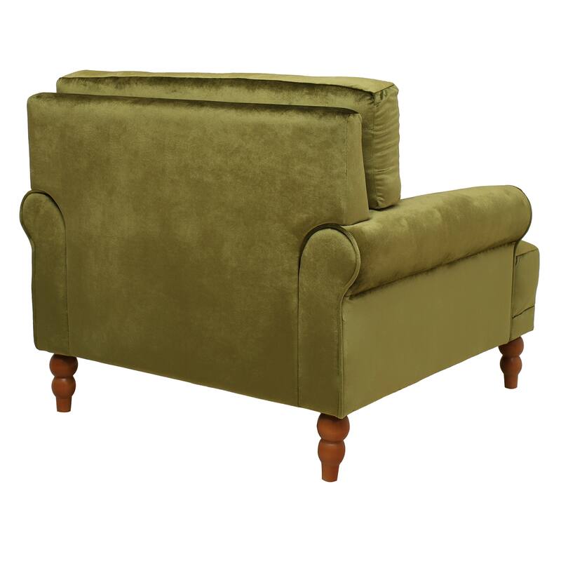 Accent chair, Elegant Circular Armrests, Ergonomic Lumbar Support, Vintage Roman Column Legs, for Living room,Bedroom