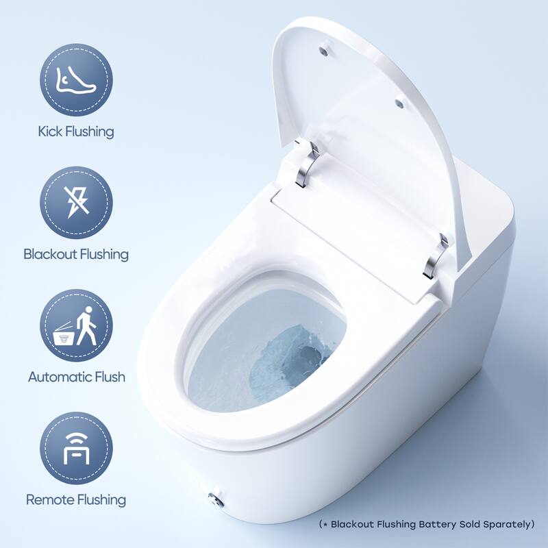 HOROW Elongated Smart Toilet Bidet Heated Seat Auto Flush Remote White - N/A