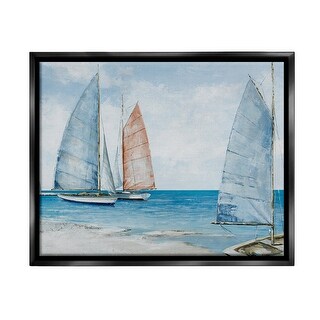 Stupell Coastal Sailboat Fleet Framed Floater Canvas Wall Art Design By ...