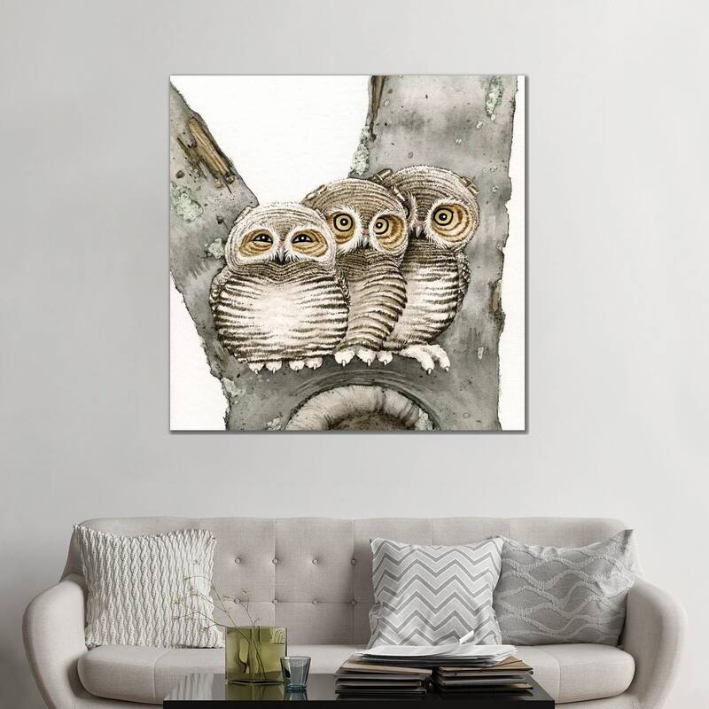 iCanvas "Three Owls" by Tracy Lizotte Canvas Print