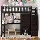 preview thumbnail 39 of 51, Full size Loft Bed with Bookshelf,Drawers,Desk,and Wardrobe Espresso