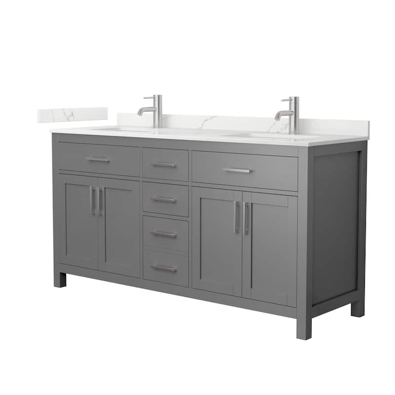 Wyndham Collection WCG2424-66D-QTZ-UNSMXX Beckett 66" Free Standing - Dark Gray / Giotto Quartz Top / Brushed Nickel