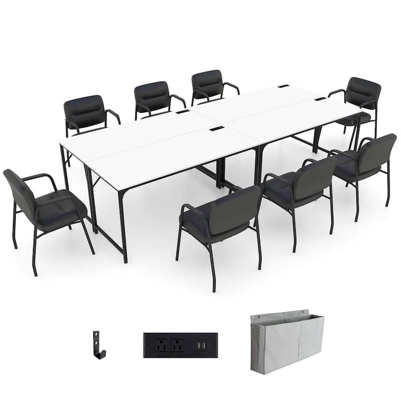 Costway Set of 2/4/6 Meeting Room Desk with Charging Station & - 4 PCS