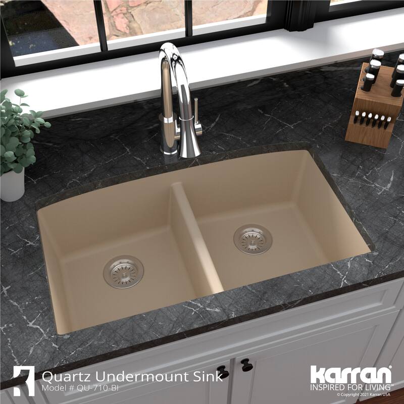 Karran Undermount Quartz Double Bowl Kitchen Sink