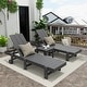 preview thumbnail 44 of 113, Shoreside Modern Poly Eco-Friendly All Weather Reclining Chaise Lounge With Wheels and Side Table (2-Piece Set)