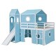 preview thumbnail 5 of 13, Kids and Baby Playhouse Full Size Loft Bed with Slide Pink Tent and Tower for Kids