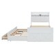 preview thumbnail 6 of 8, Twin Size Platform Bed with Storage Headboard, Extendable Bed with Twin Size Trundle, Wooden Bed with 3 Storage Drawers, White