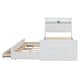 preview thumbnail 6 of 16, Twin Size Wooden Bed with Storage Headboard Featuring Built-In Outlets, Extendable Frame with Pull-Out Twin Trundle
