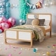 preview thumbnail 1 of 7, Twin Size Solid Wood Platform Bed, Walnut & White White+Walnut