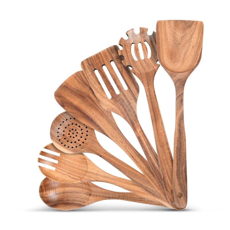 Cheer Collection Wooden Kitchen Utensils Set - 7 Piece
