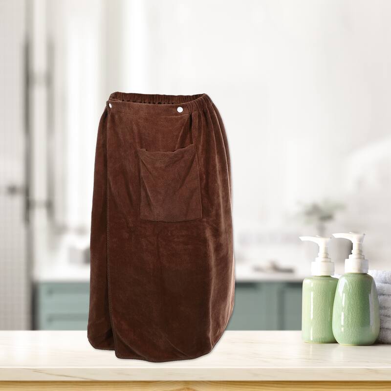 2 Pcs Men's Bath Wrap Towel, Body Wrap for Shower Spa, Adjustable Robes - Brown - 27.56"x 55.12"