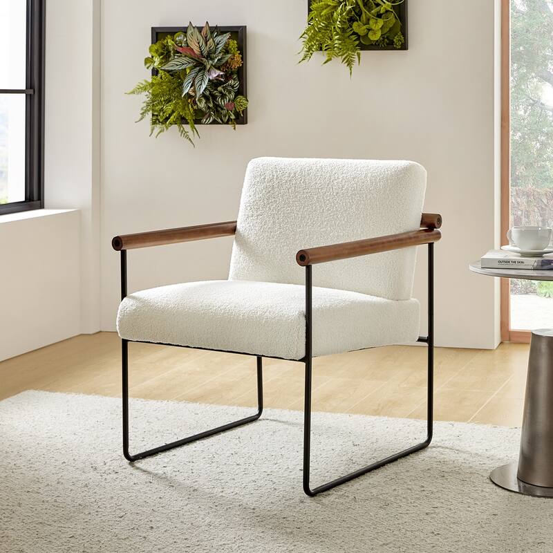 Justo Modern Accent Armchair with Metal Base and Removable Cushion By HULALA HOME