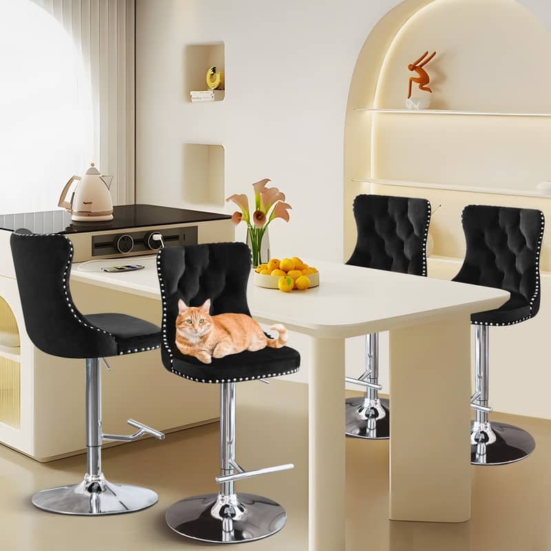 Swivel Foam Barstools Adjusatble Seat Set of 4