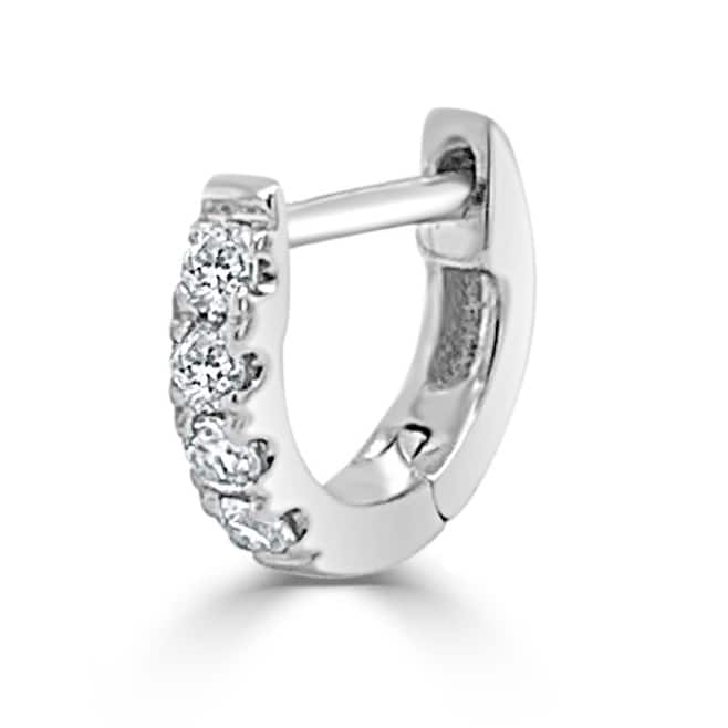 Joelle Collection Half-a-Pair Tiny Huggie Small Hoop Earring 0.06 cttw. 14K Gold - Perfect for Second Hole - 8mm