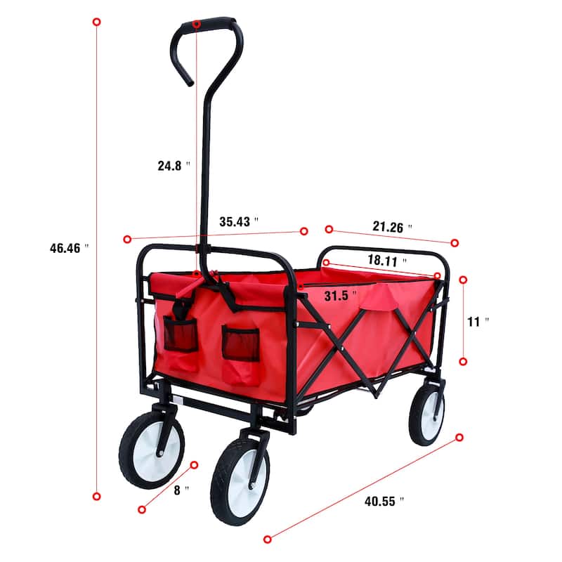 Folding Wagon Garden Shopping Beach Cart，Assembled
