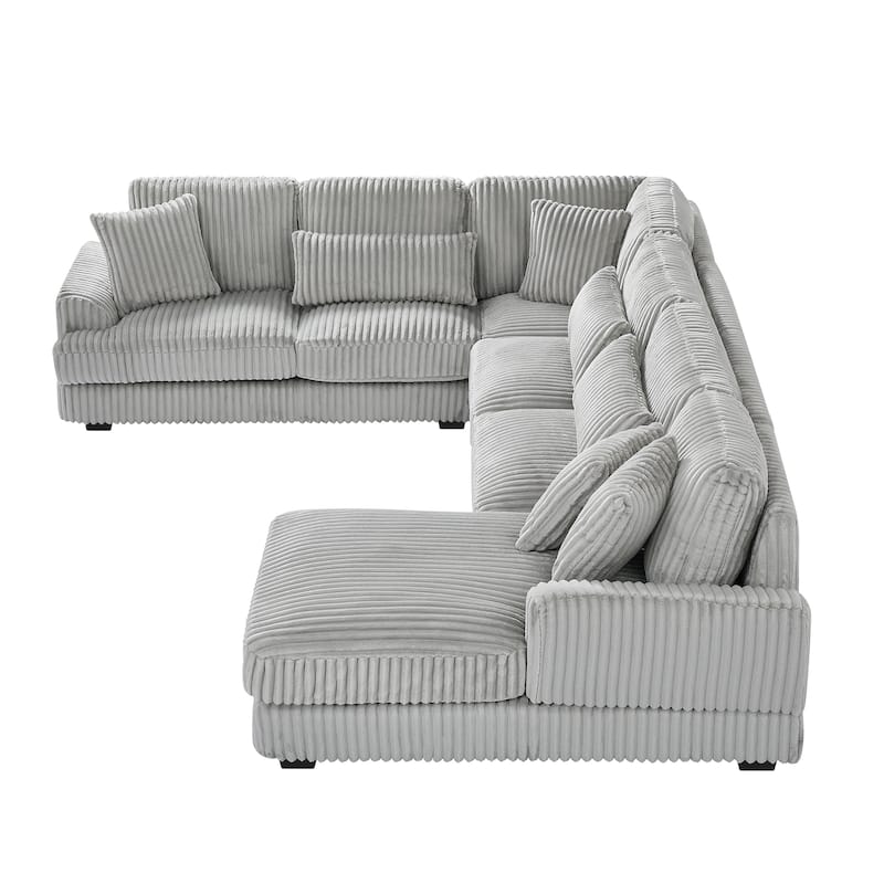129" Oversized Sectional Sofa, U-shaped Sofa Couch Modern Corduroy Upholstered Deep Seat Sofa with Chaise Lounge