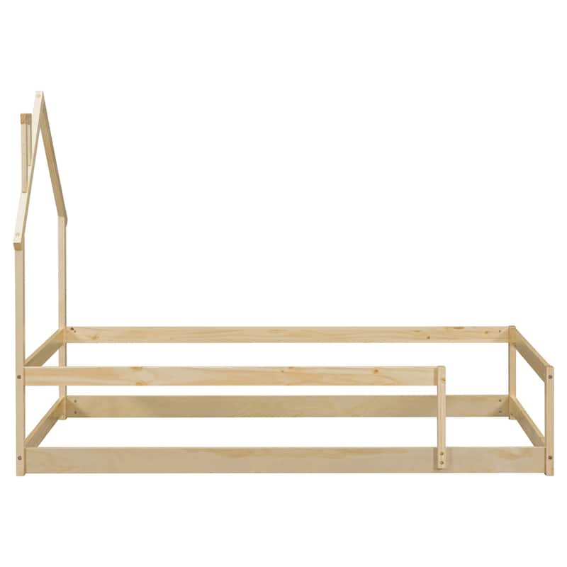 Whimsical Twin Bed with House Design and Safety Guardrails