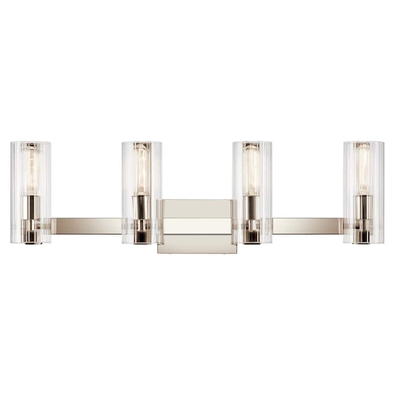 Jemsa 32 in. 4-Light Bathroom Vanity Light with Clear Fluted Glass