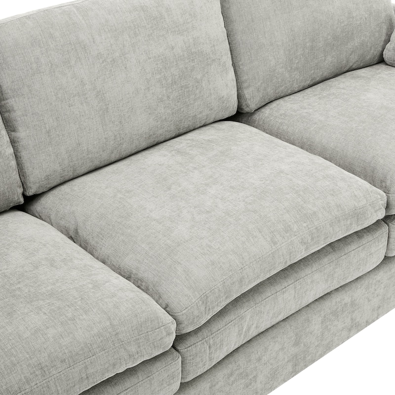 Chenille Oversized Armchair with Double Cushion Design & Lumbar Support - Plush Cloud Sofa