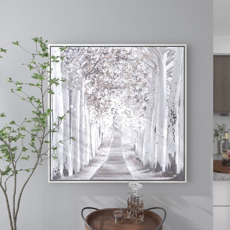 Canvas Landscape Trees Living Room Framed Wall Art with Frame - Roche River Decor