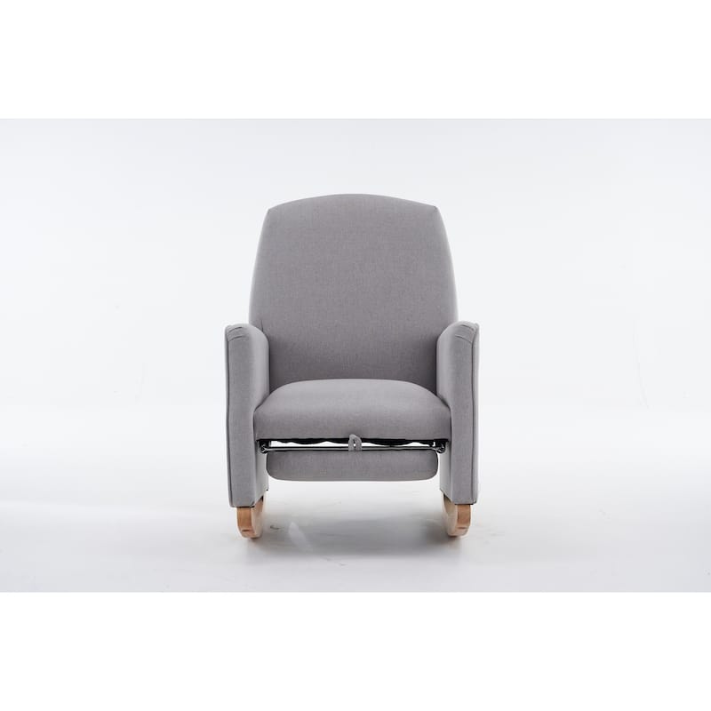 Cotton Linen Fabric Nursery Rocking Chair With Adjustable Footrest