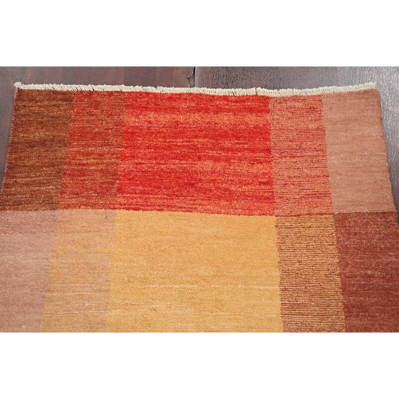 Geometric Gabbeh Kashkoli Oriental Area Rug Wool Hand-knotted Carpet - 3'1" x 5'4"