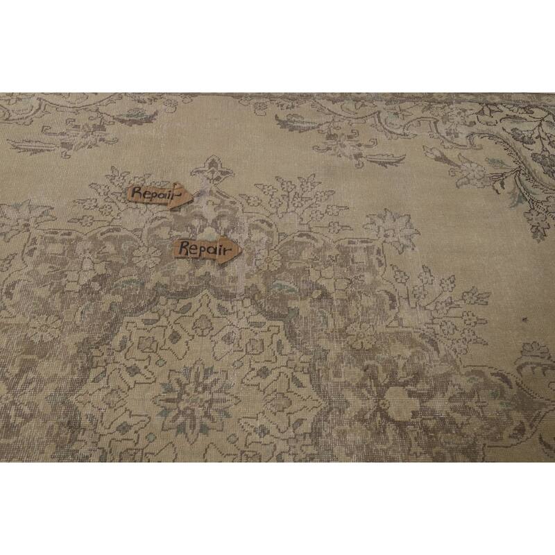 Geometric Tabriz Persian Vintage Rug Bedroom Handmade Wool Carpet - 9'6" x 12'7"