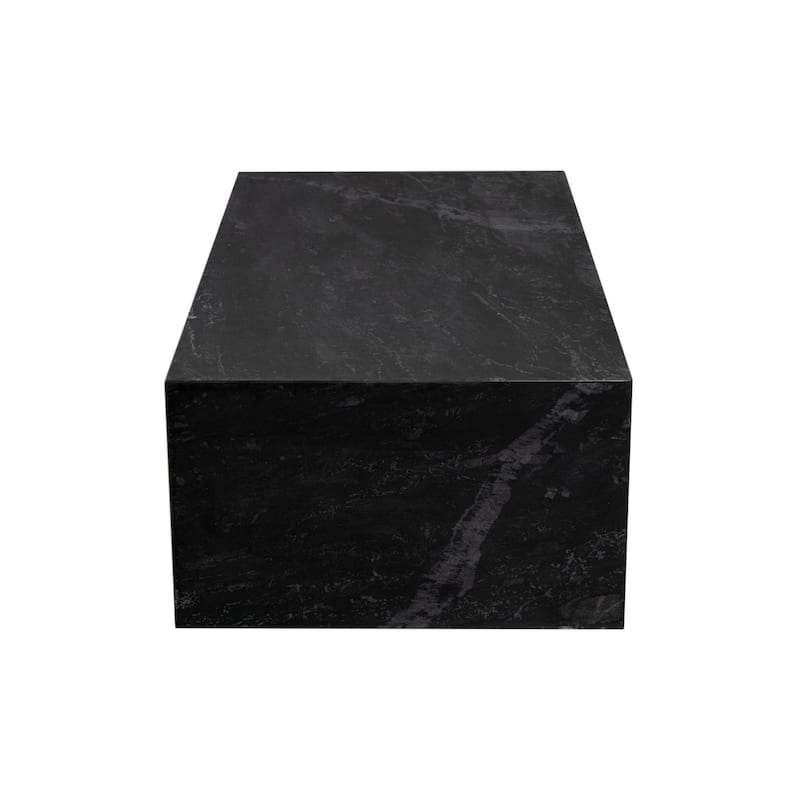 Rey Cocktail Coffee Table, 48 Inch Rectangular Natural Black Marble Body