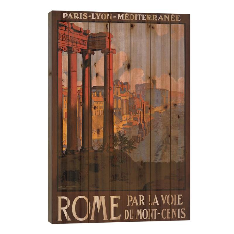 Rome Travel Poster Print On Wood by Studio W - Multi-Color - 40x26x1.5