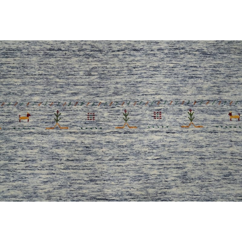 Hand Knotted Oriental 100% Wool Carpet Tribal Animal Pictorial Navy Blue & Blues Gabbeh Area Rug - 10' 0'' X 6' 7''