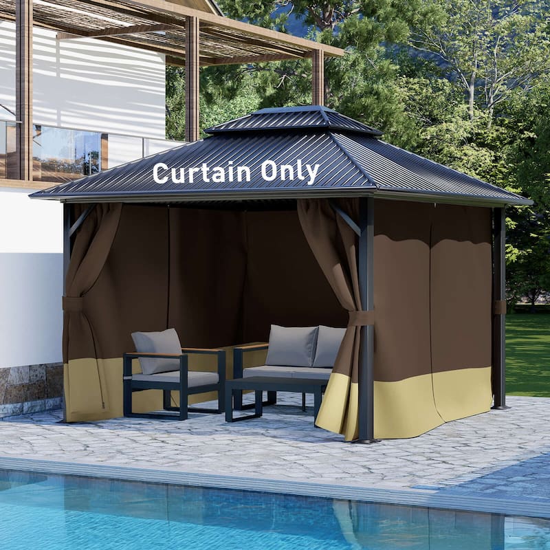 Aoodor Gazebo Curtain Replacement-Universal 4-Panel Sidewalls 10'x12', Curtain Only