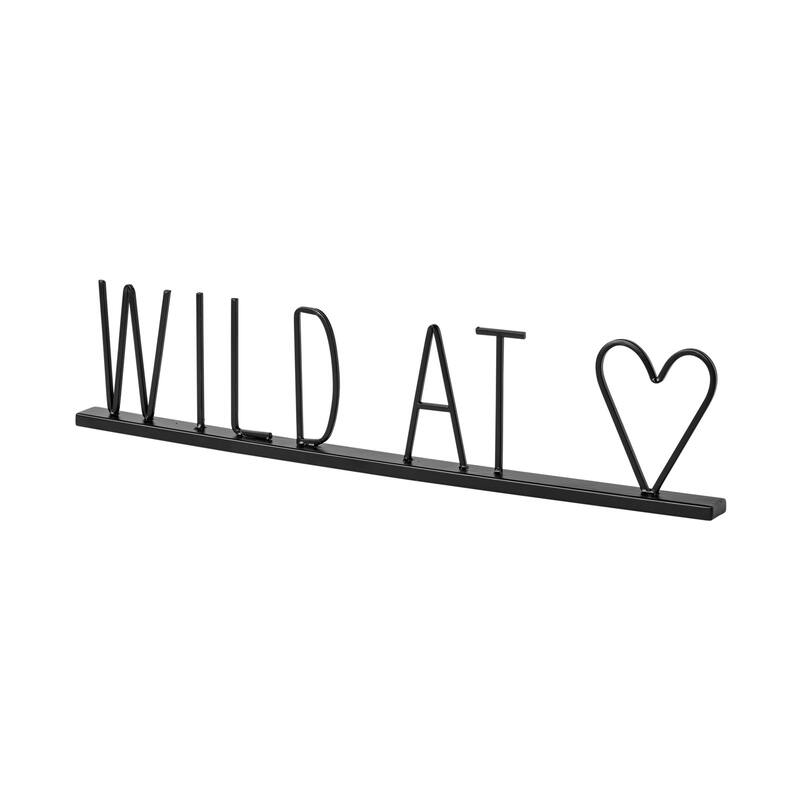 HomeRoots 24" Black and Brown Metal And Wood Wild At Heart Tabletop Sign - 1" W x 24" D x 5" H
