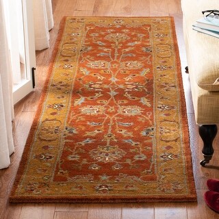 SAFAVIEH Handmade Heritage Traditional Rust/ Beige Wool Rug