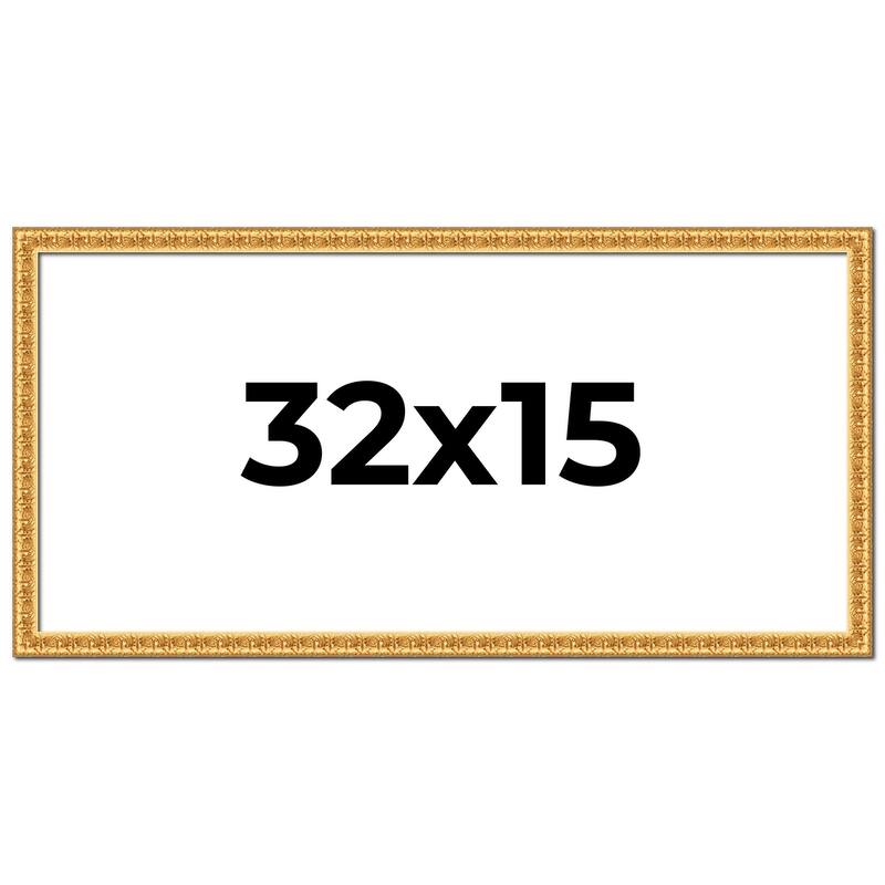 32x15 Frame Gold Real Wood Picture Frame Width 1 inches | Interior