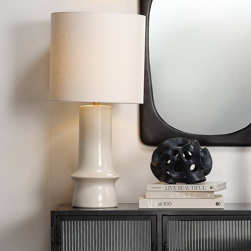 Jamie Young Crest Ceramic Table Lamp with Linen Shade