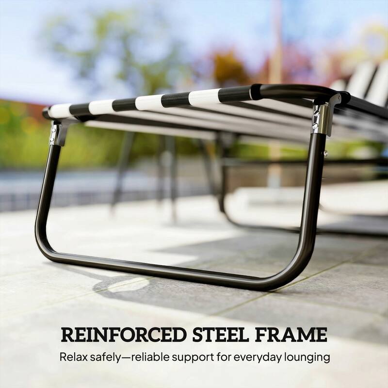 Outsunny Folding Chaise Lounge Pool Chairs, Outdoor Sun Tanning Chairs with 5-Level Reclining Back