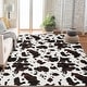 preview thumbnail 1 of 5, Cow Print Area Rug Bohemian Cowhide Pattern Natural Jute Round Rug for Living Room Bedroom 6'x9' - Black and tan fusion