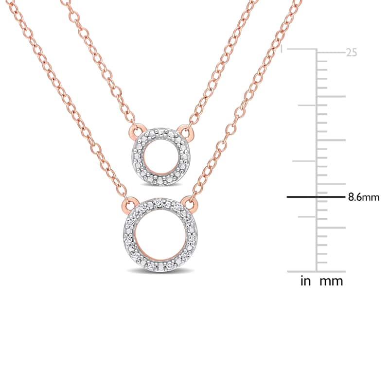 Miadora Diamond Accent Double Circle Tiered Necklace in Rose Plated Sterling Silver