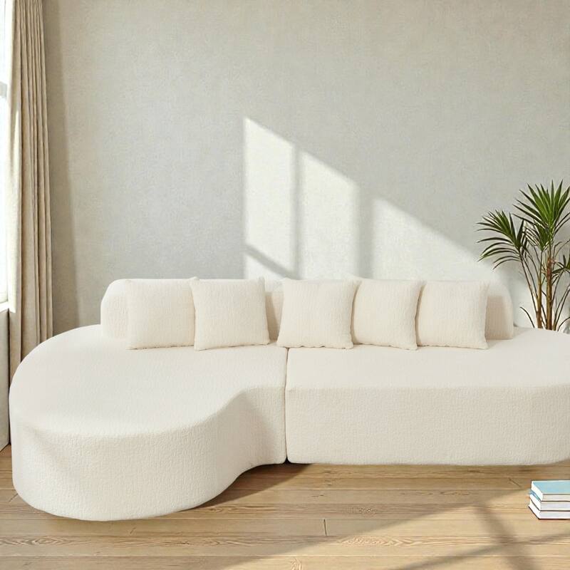 112.2" L-Shaped Boneless Sectional Sofa with Chaise, Chenille Upholstery, Memory Foam, No Assembly