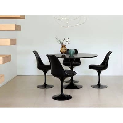 Tulip Armless Black Shell Swivel Modern Chair (Set of 4 )