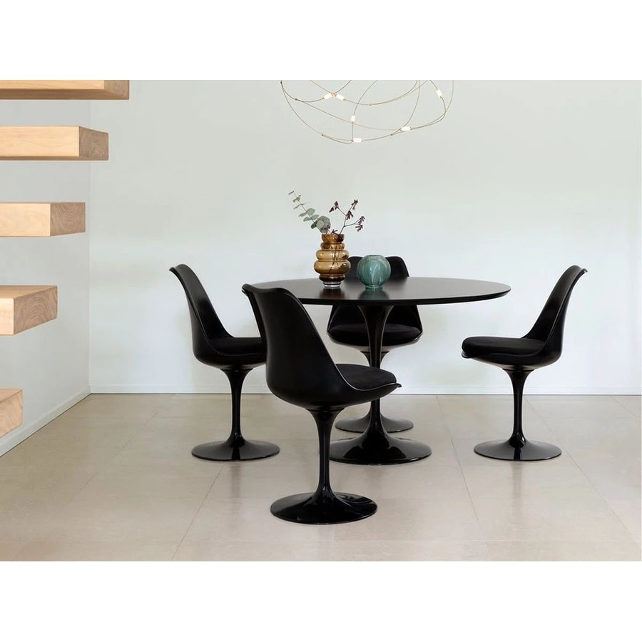 Tulip Armless Black Shell Swivel Modern Chair (Set of 4 ) - On