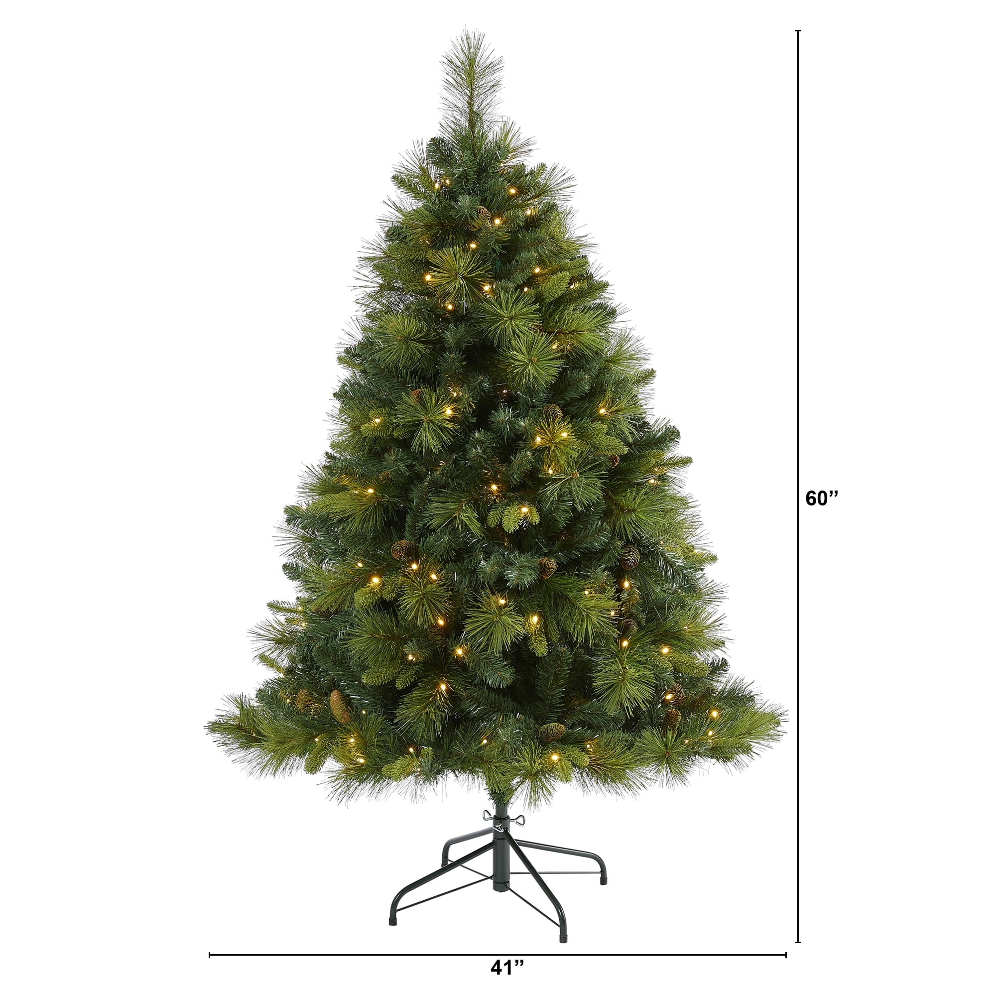 2' Flocked Artificial Christmas Tree with 30 Clear Lights, 73 Bendable  Branches, Pine Cones and Berries