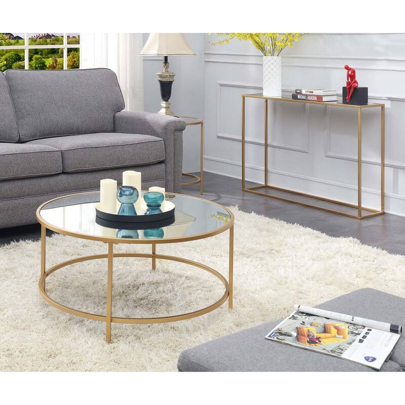 Convenience Concepts Gold Coast Faux Marble Round Coffee Table