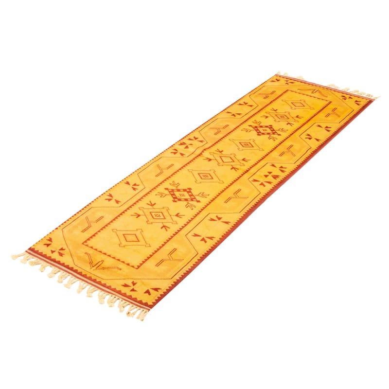 ECARPETGALLERY Hand-knotted Color Transition Gold Wool Rug - 2'8 x 8'4
